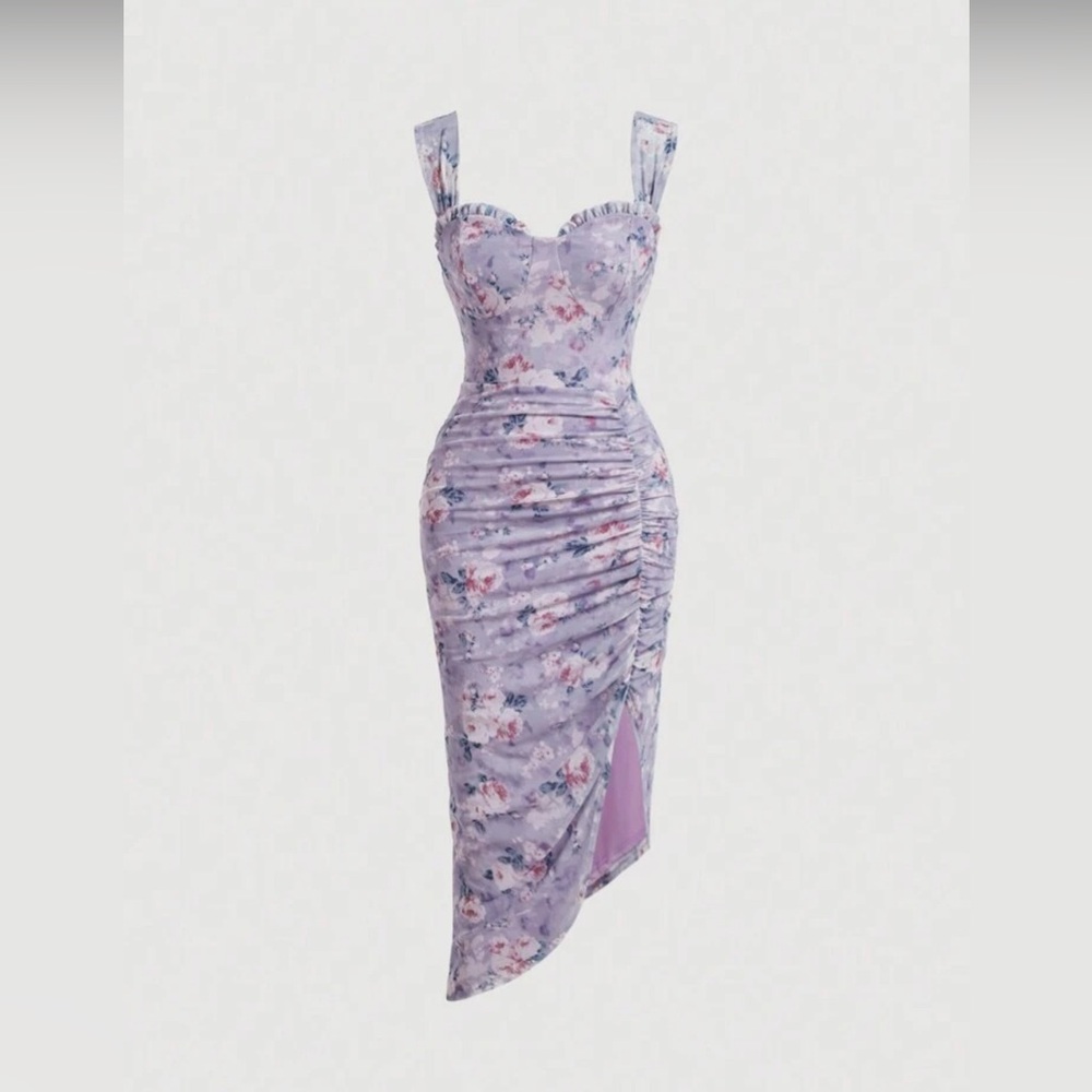 Floral Purple Midi Dress